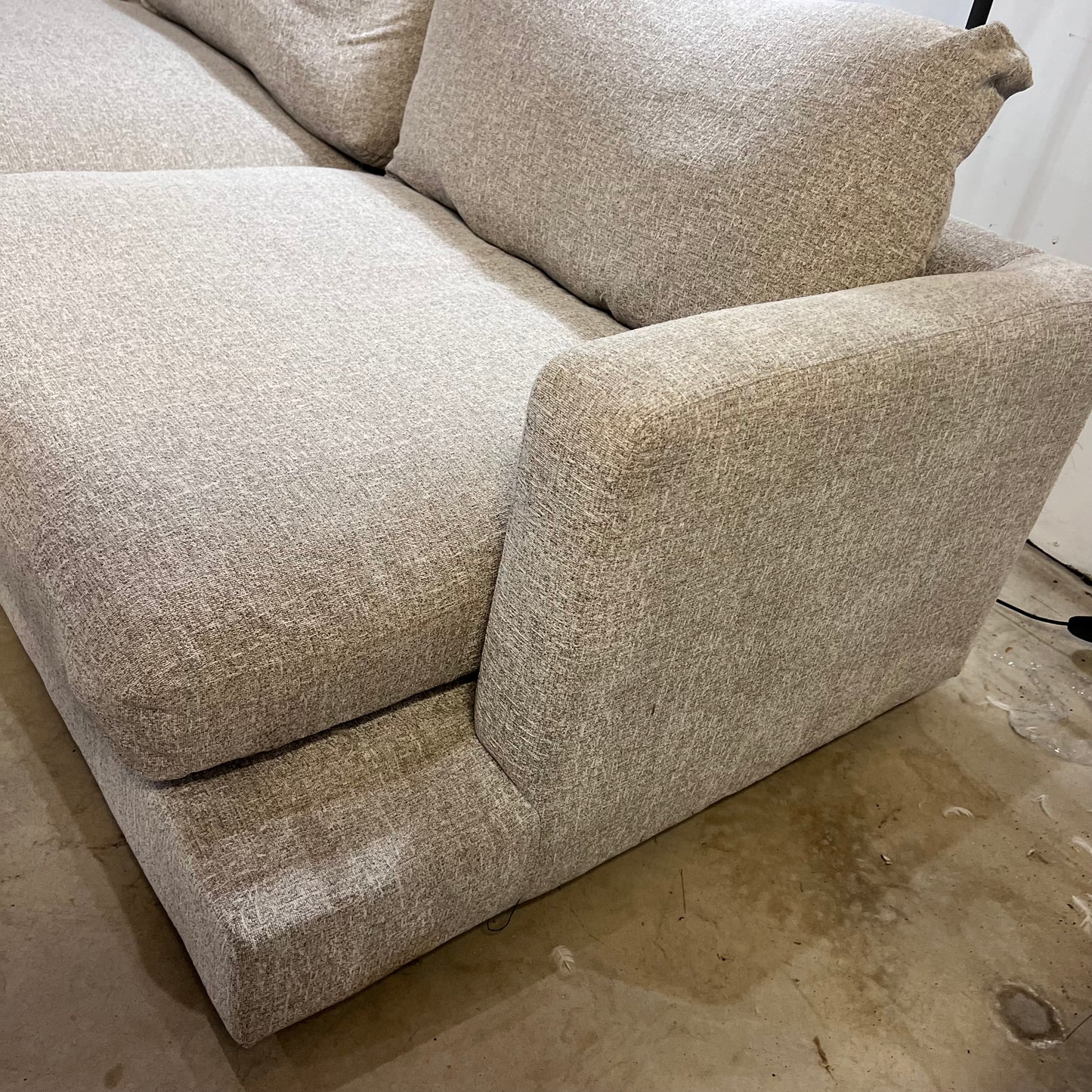 LIGHT GREY OAT FEATHER COUCH