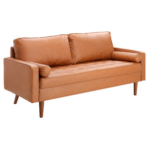 Tan Faux Leather Sofa
