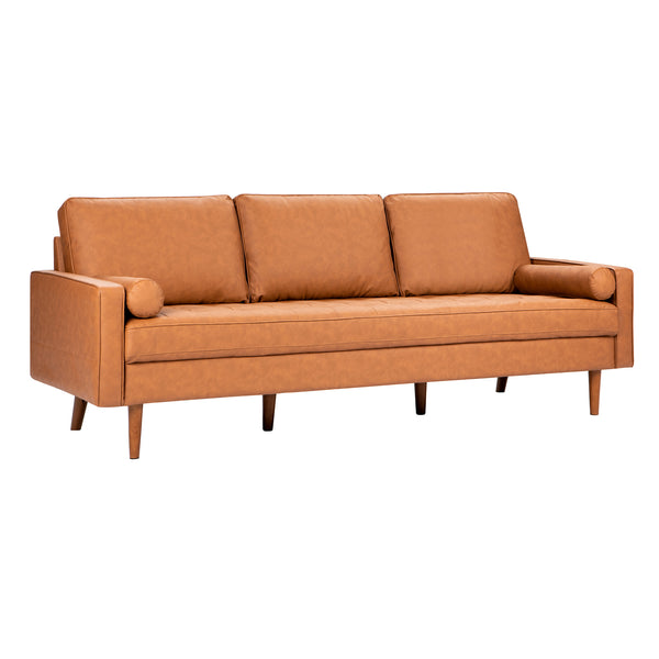 Tan Faux Leather Sofa
