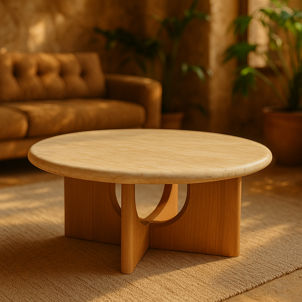 Annabella Travertine Stone Coffee Table