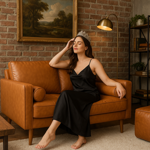 Tan Faux Leather Sofa