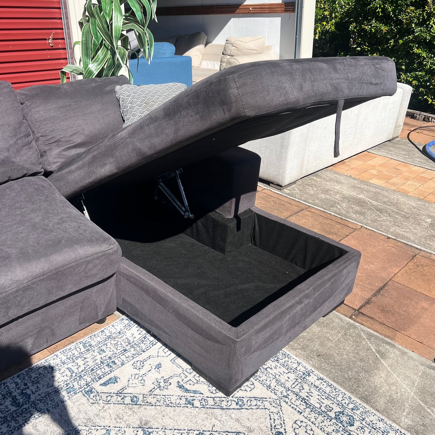 Black sofa bed + storage couch