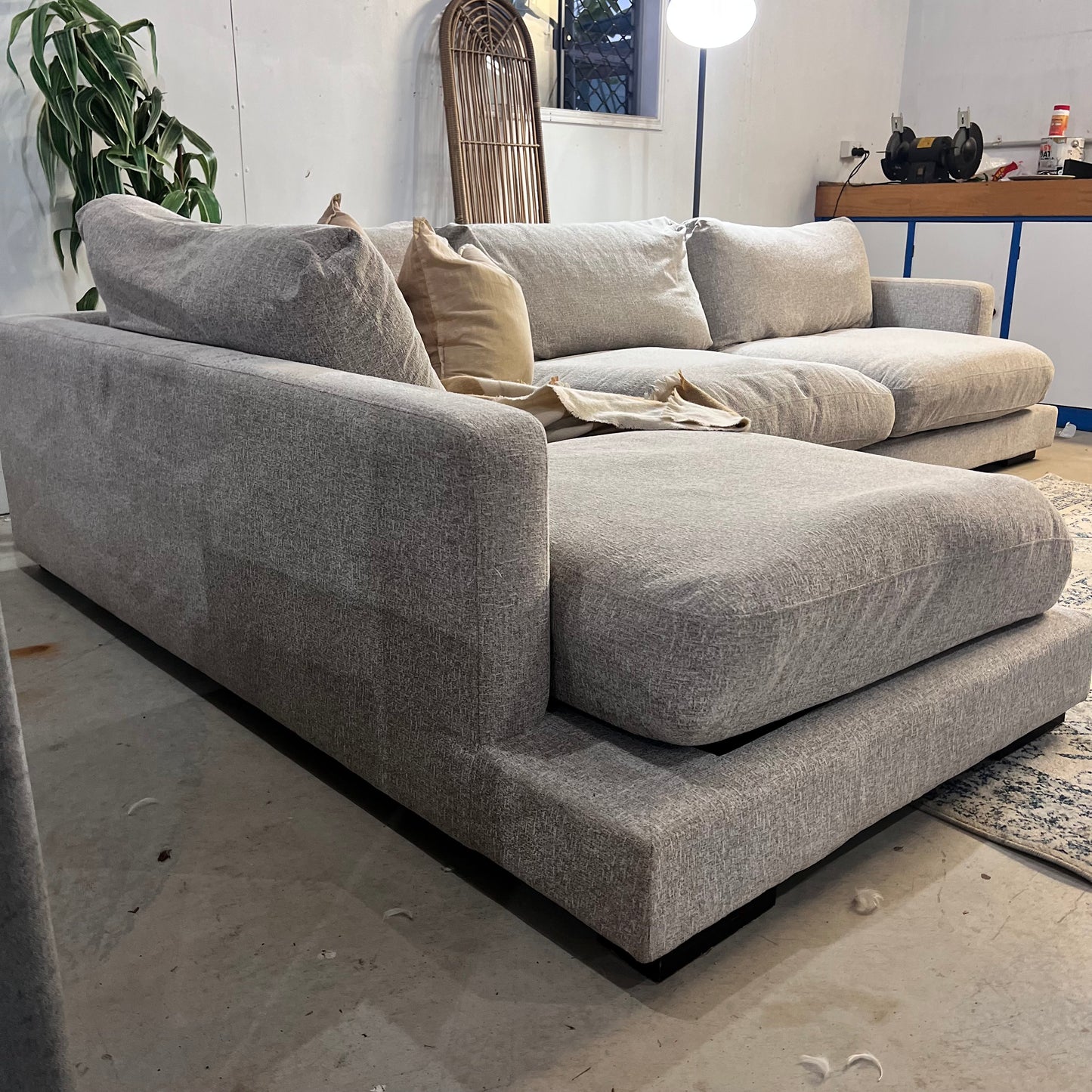 LIGHT GREY OAT FEATHER COUCH