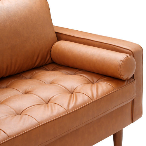 Tan Faux Leather Sofa