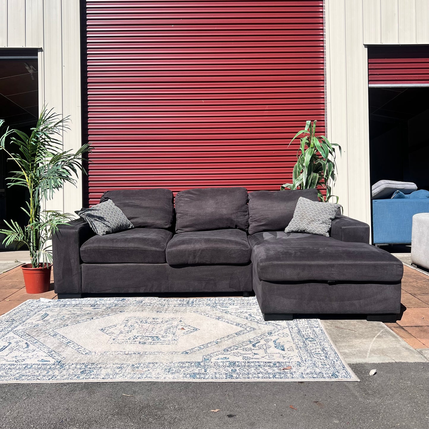 Black sofa bed + storage couch