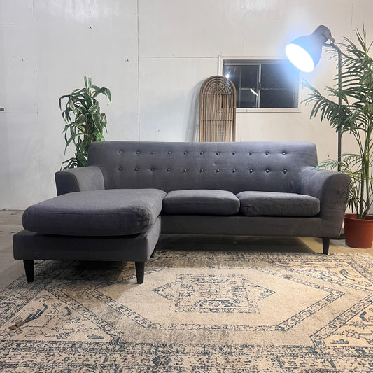 GREY REVERSIBLE CHAISE COUCH