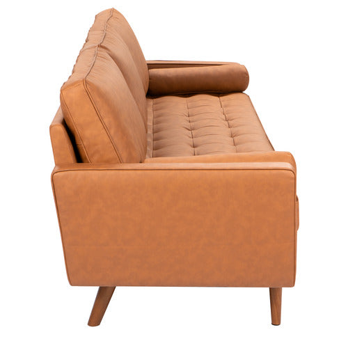 Tan Faux Leather Sofa