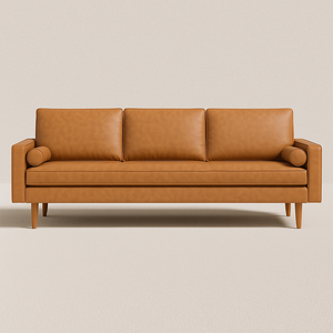 Tan Faux Leather Sofa