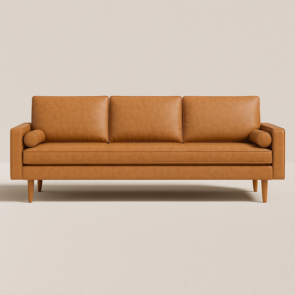 Tan Faux Leather Sofa