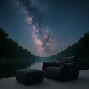 Charcoal (Aston) Bag Chair + Ottoman love sac