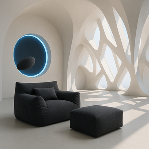 Charcoal (Aston) Bag Chair + Ottoman love sac