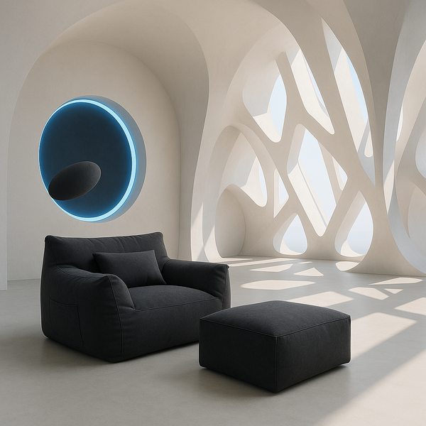 Charcoal (Aston) Bag Chair + Ottoman love sac