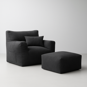 Charcoal (Aston) Bag Chair + Ottoman love sac