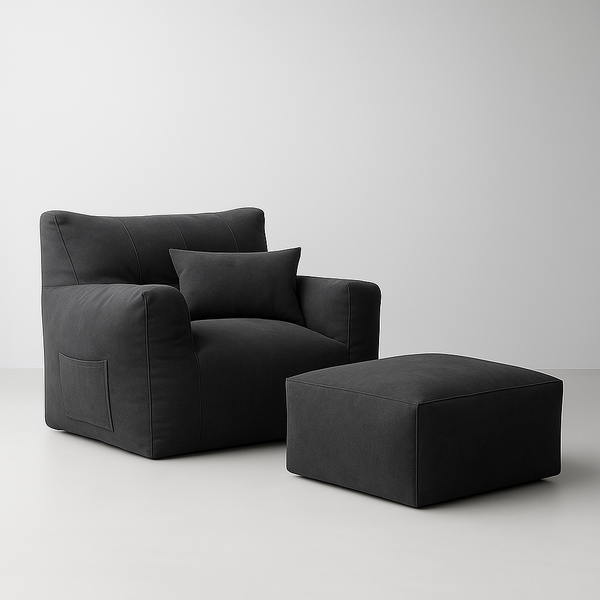 Charcoal (Aston) Bag Chair + Ottoman love sac