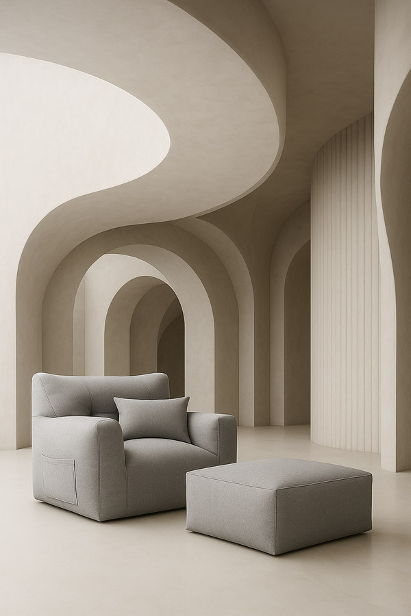 Light Grey (Aston) Bag Chair + Ottoman love sac