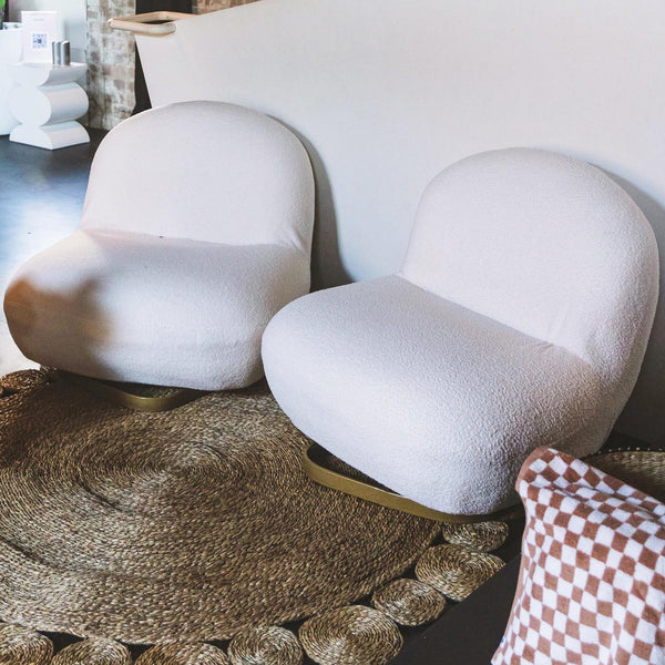 Lounge Kingdom - Kalie Swivel Boucle Throne - Cream White