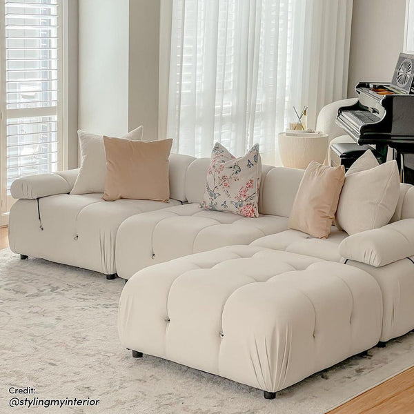 Keila 3 Seater Modular Tufted Velvet Sofa with Ottoman Set