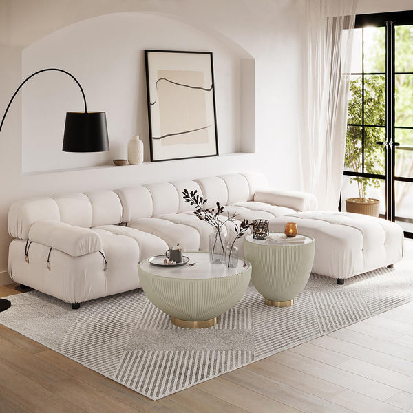 Keila 3 Seater Modular Tufted Velvet Sofa with Ottoman Set