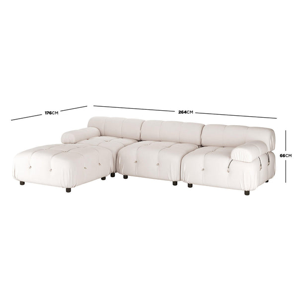 Keila 3 Seater Modular Tufted Velvet Sofa with Ottoman Set