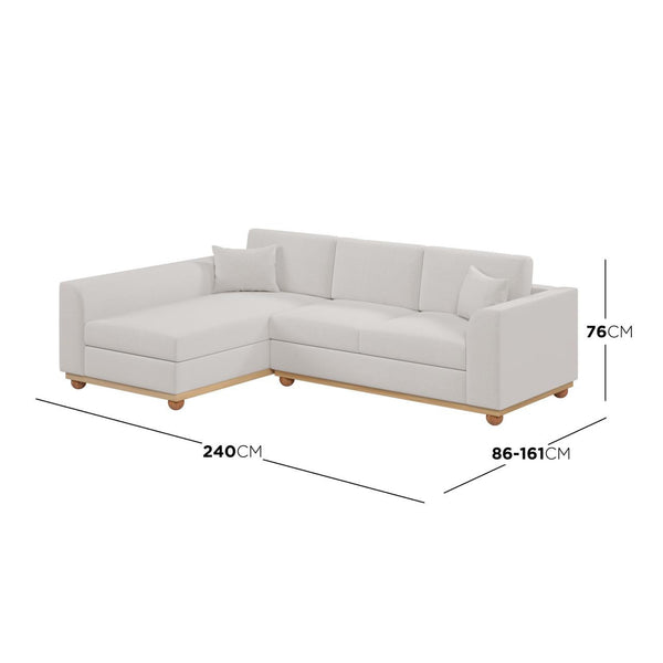 Laylah 3 Seater Fabric Hardwood Sofa With Left Chaise