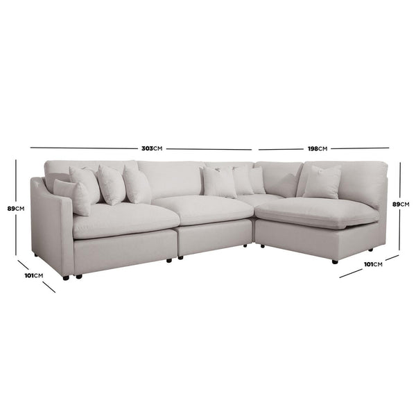 Millie 5-Seater Fabric Modular Sofa - Warm Light Grey