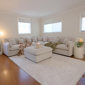 Millie 6-Seater Fabric Corner Chaise Sofa - Warm Light Grey