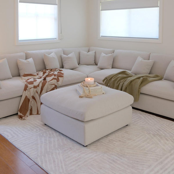 Millie 6-Seater Fabric Corner Chaise Sofa - Warm Light Grey