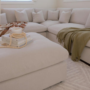 Millie 6-Seater Fabric Corner Chaise Sofa - Warm Light Grey
