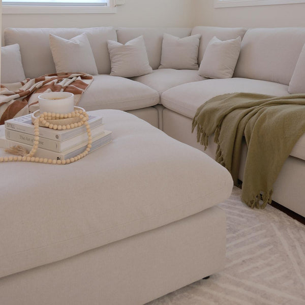 Millie 6-Seater Fabric Corner Chaise Sofa - Warm Light Grey