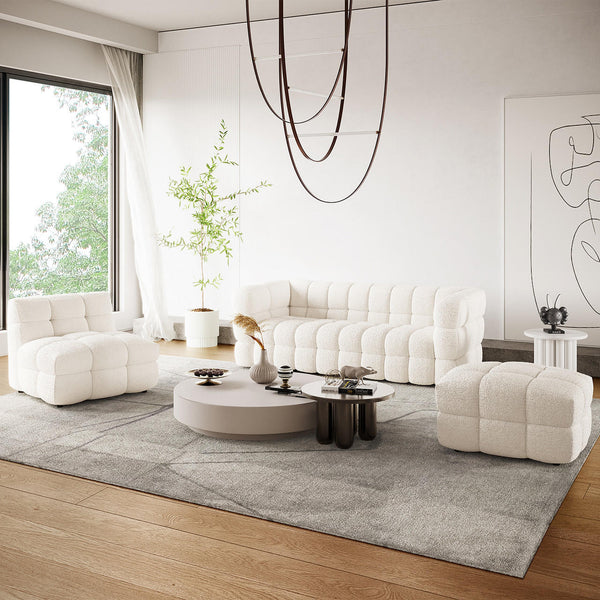 Regal Comfort: The Sovereign's Embrace Boucle Sofa Set