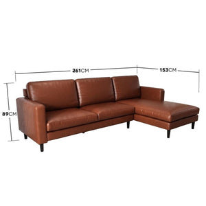 Imperial Majesty Nornas 3 Seater PU Leather Sofa with Chaise - Lounge Kingdom Exclusive