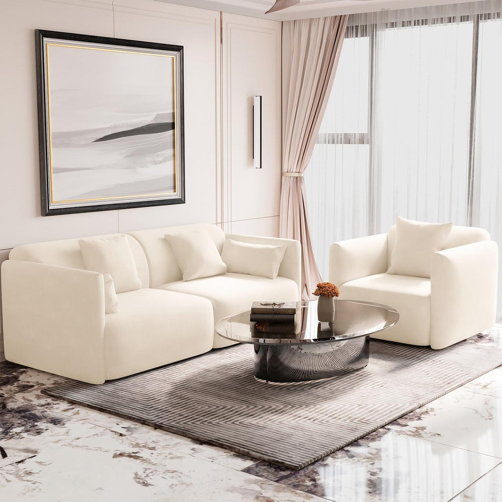Vestalia 4 Seater Upholstered Velvet Sofa Set