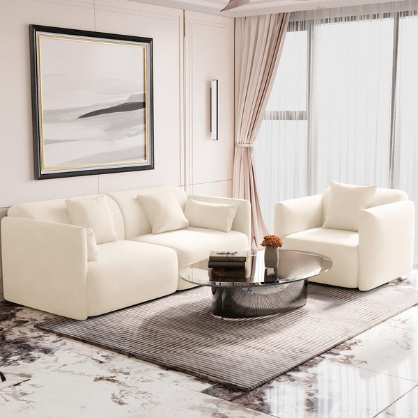 Vestalia 4 Seater Upholstered Velvet Sofa Set